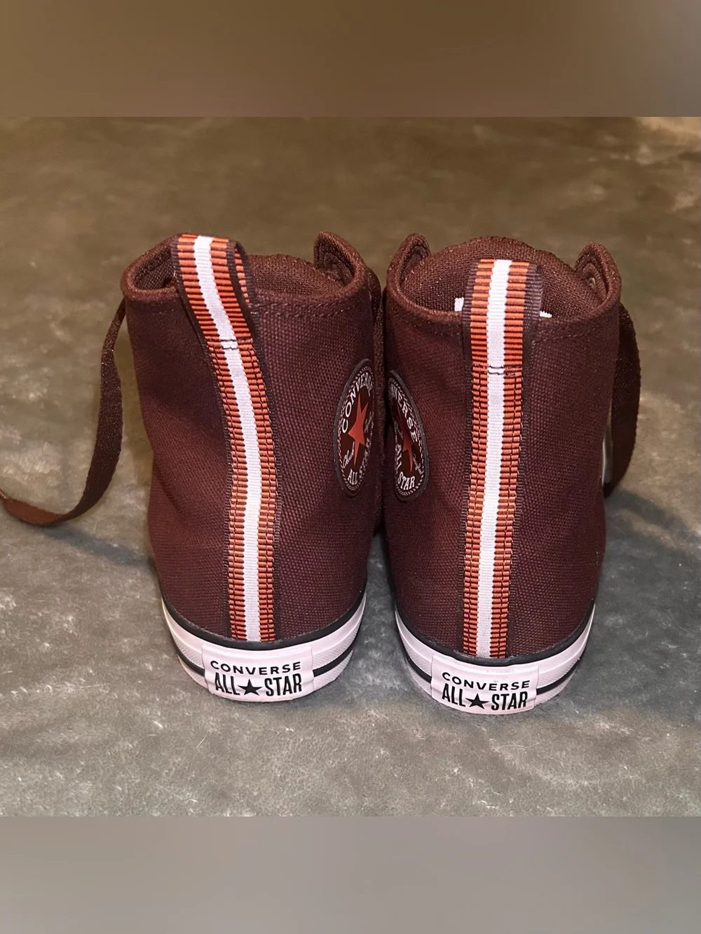 Converse Men’s High Top Sneakers - Brown with White and Orange Accents - Picture 4 of 5